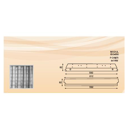 LAMPA ST 4 X 18 W METACRILAT MULTILENTICULAR CU RAMA DIN ALUMINIU - ALMA