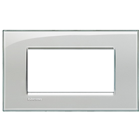 Placa ornament ,4 module, gri gheata, living light, BTICINO