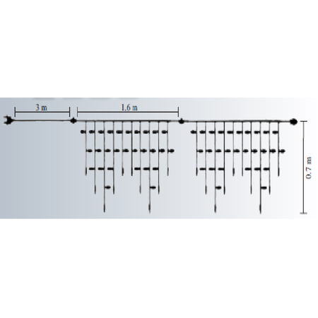 Ghirlanda ext. 64 LED+FLASH Alb Rece cu Cablu Alb 1.6x0.7m + 3m