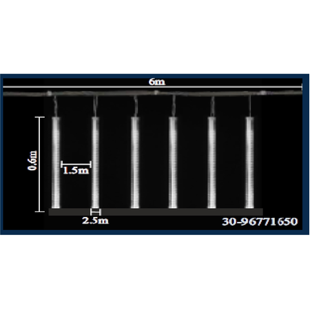 Stalactite 165 LED Alb Rece cu Cablu Transp. 6x0.6m + 5m