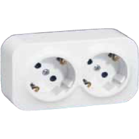 Priza dubla 16 A - 250 VA, 2x 2P fara protectie pentru copii, alb Priza dubla 16 A - 250 VA, 2x 2P fara protectie pentru copii, alb