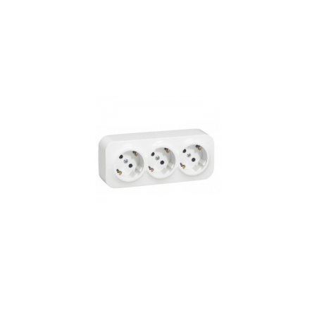 Priza tripla 16 a - 250 va, schuko 3 x 2p+t cu protectie pentru copii, alb