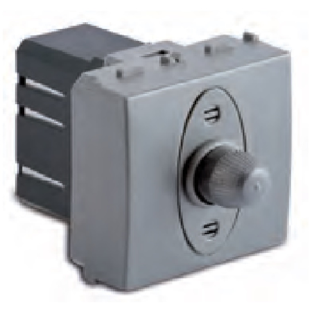 Dimmer pentru sarcina rezistiva, 2 module, cu buton comutator, compatibile cu filtru rfi, 100-500w/230v~ ac, argintiu