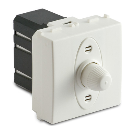 Dimmer pentru sarcina rezistiva, 2 module, cu buton comutator, compatibile cu filtru RFI, 100-500W/230V~ AC, alb