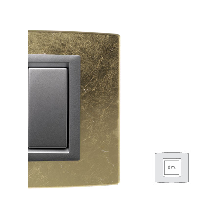 Placa Vitra sticla frunza de aur, 2 module, mod comanda argintiu