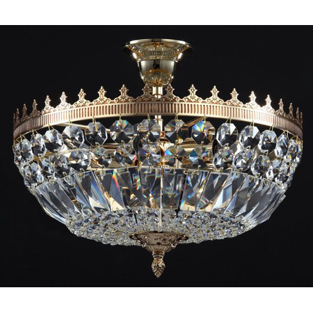 Maytoni Candelabru diamant crystal tiara 5 becuri dulie e14, 230v,d.36cm, h.33 cm,auriu