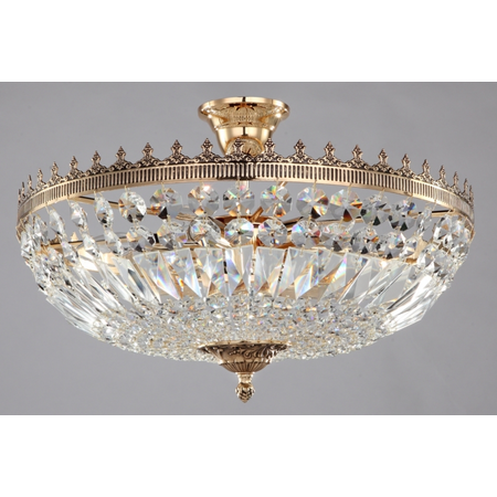 Candelabru Diamant Crystal Tiara 6 becuri dulie E14, 230V,D.54cm, H.37 cm,Auriu