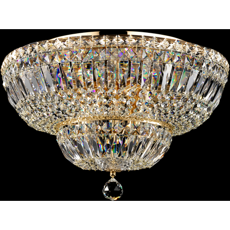 Candelabru diamant crystal basfor 12 becuri dulie e14, 230v,d.46cm, h.32 cm,auriu