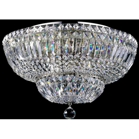 Candelabru Diamant Crystal Basfor 12 becuri dulie E14, 230V,D.46cm, H.32 cm,Nichel