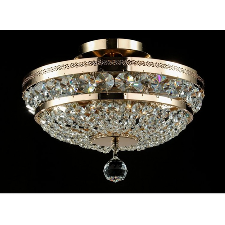 Candelabru diamant crystal ottilia,3 becuri dulie e14, 230v,d.32cm, h.23 cm,auriu