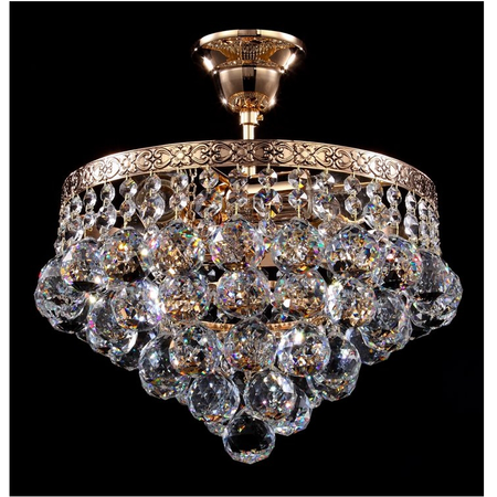 Candelabru Diamant Crystal Gala,4 becuri dulie E27, 230V,D.30cm, H.33 cm,Auriu