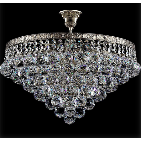 Candelabru diamant crystal gala,6 becuri dulie e27, 230v,d.46cm, h.40 cm,nichel