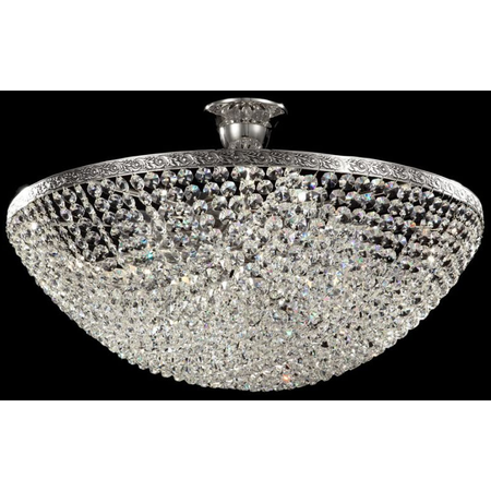 Candelabru diamant crystal fabric,8 becuri dulie e27, 230v,l.50cm, h.29 cm,nichel