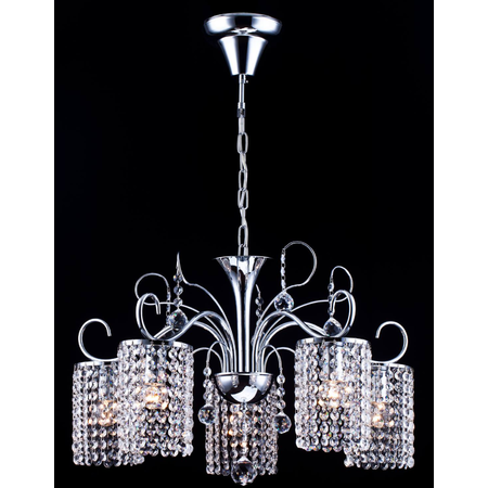 Candelabru diamant crystal leona,5 becuri dulie e27, 230v,d.60cm, h.86 cm,nichel