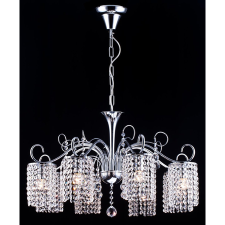 Candelabru Diamant Crystal Leona,5 becuri dulie E27, 230V,D.73cm, H.86 cm,Nichel