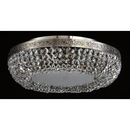 Plafoniera Diamant Crystal Luna,6 becuri dulie E27, 230V,D.45cm, H.12 cm,Nichel