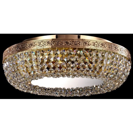 Plafoniera diamant crystal luna,6 becuri dulie e27, 230v,d.45cm, h.12 cm,auriu