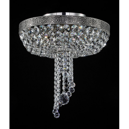 Plafoniera Diamant Crystal Twister,6 becuri dulie E27, 230V,D.48cm, H.49 cm,Nichel