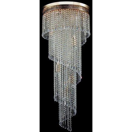 Candelabru Diamant Crystal Cascade,12 becuri dulie E14, 230V,D.42cm, H.100 cm,Auriu