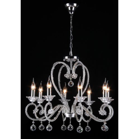 Candelabru diamant crystal amore,8 becuri dulie e14, 230v,d.68cm, h.56 cm,nichel