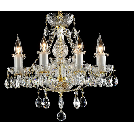 Candelabru diamant crystal elegia,8 becuri dulie e14, 230v,d.53cm, h.50 cm,auriu