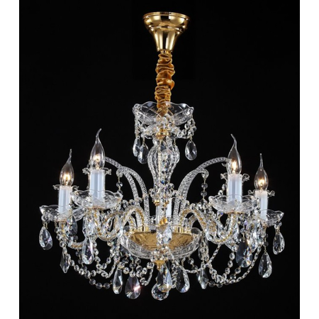 Candelabru diamant crystal lira,5 becuri dulie e14, 230v,d.67cm, h.50 cm,auriu