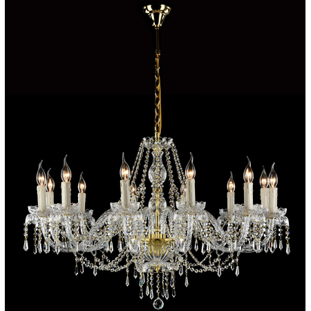 Candelabru diamant crystal adel,12 becuri dulie e14, 230v,d.82cm, h.67 cm,auriu