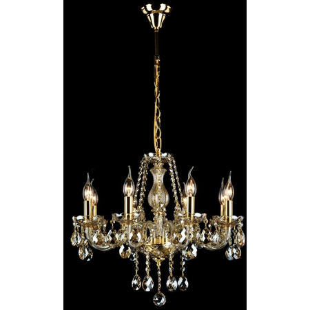 Candelabru diamant crystal brandy,8 becuri dulie e14, 230v,d.56cm, h.50 cm,auriu