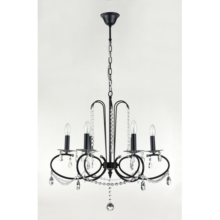 Candelabru diamant crystal fermelle,6 becuri dulie e14, 230v,d.62cm, h.66 cm,negru