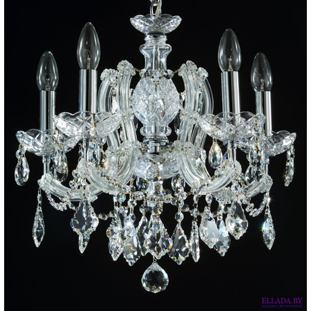 Candelabru Diamant Crystal Inverno,5 becuri dulie E14, 230V,D.45cm, H.42 cm,Argintiu