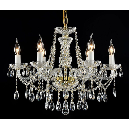 Candelabru Diamant Crystal Beatrix,6 becuri dulie E14, 230V,D.62cm, H.47 cm,Alb