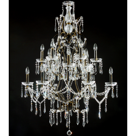 Candelabru Diamant Crystal Castle,18 becuri dulie E14, 230V,D.83cm, H.115 cm,Bronz