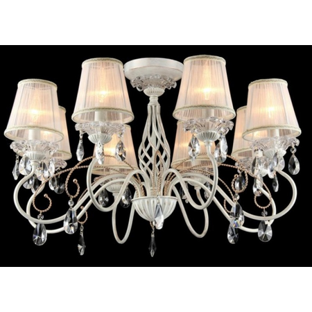 Candelabru Elegant Uventa,8 becuri dulie E14, 230V,D.78cm, H.46 cm,Auriu-Alb