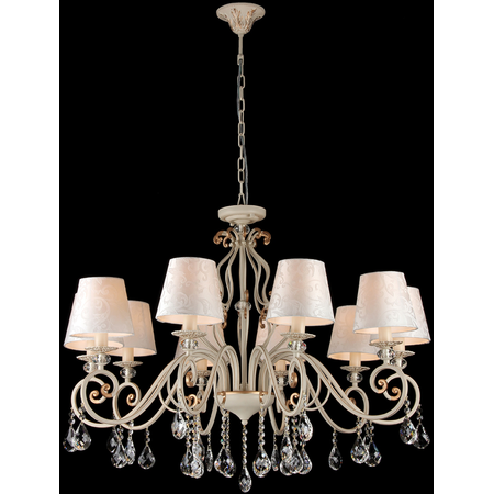 Candelabru Elegant Merenga,10 becuri dulie E14, 230V,D.99cm, H.70 cm,Alb-auriu