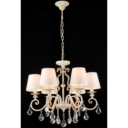 Candelabru Elegant Merenga,6 becuri dulie E14, 230V,D.63cm, H.56 cm,Alb-auriu