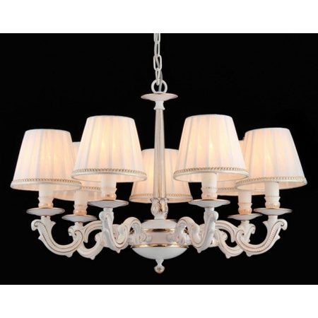 Candelabru Elegant Torrone,7 becuri dulie E14, 230V,D.64cm, H.41 cm,Alb-auriu