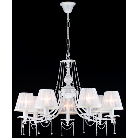 Candelabru Elegant Lolita,7 becuri dulie E14, 230V,D.74cm, H.53 cm,Alb-auriu