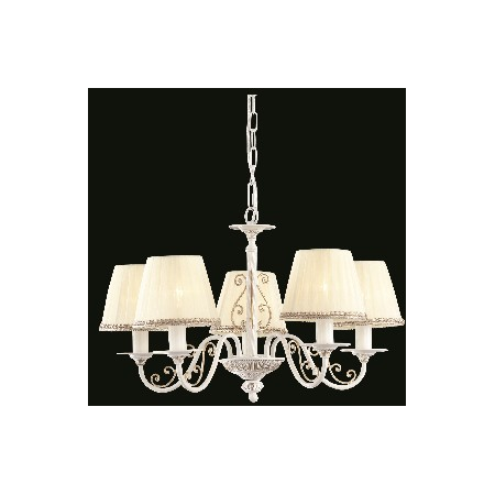 Candelabru Elegant Sunrise,5 becuri dulie E14, 230V,D.57cm, H.35 cm,Alb-Auriu