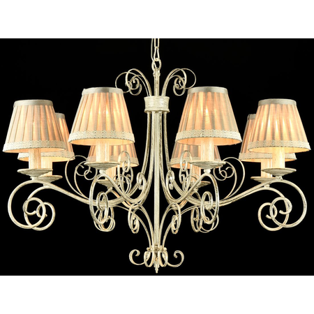 Candelabru Elegant Felicita,8 becuri dulie E14, 230V,D.78cm, H.56 cm,Alb auriu