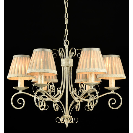 Candelabru Elegant Felicita,6 becuri dulie E14, 230V,D.62cm, H.44 cm,Alb auriu