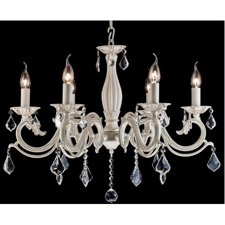 Candelabru bronze ,6 becuri dulie e14, 230v,d.67cm, h.53 cm,alb