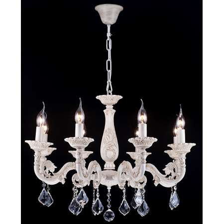 Candelabru bianco ,8 becuri dulie e14, 230v,d.70cm, h.52 cm,alb