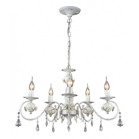 Candelabru faberge ,5 becuri dulie e14, 230v,d.60cm, h.38 cm,alb