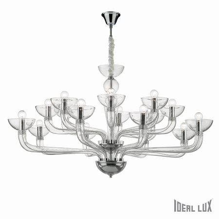 candelabru Casanova, 16 becuri, dulie E14, D:1200 mm, H:650/1550 mm, Transparent