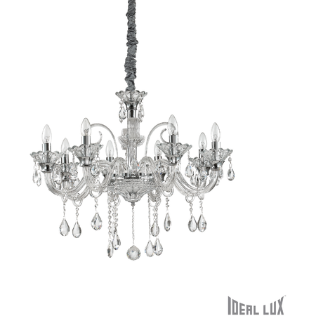 candelabru Colossal, 8 becuri, dulie E14, D:780 mm, H:700/1800 mm, Transparent