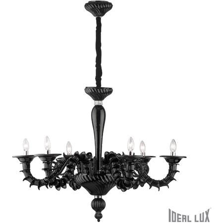 candelabru Ca’ Rezzonico, 6 becuri, dulie E14, D:950 mm, H:900/1950 mm, Negru