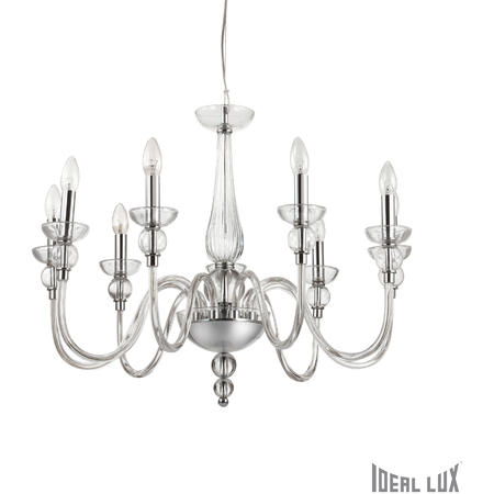 candelabru Doge, 9 becuri, dulie E14, D:750 mm, H:700/1550 mm, Transparent