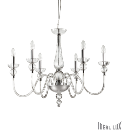 candelabru Doge, 6 becuri, dulie E14, D:750 mm, H:700/1550 mm, Transparent