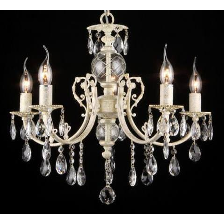 Candelabru Palla,5 becuri dulie E14, 230V,D.54cm, H.49 cm,Alb-Auriu