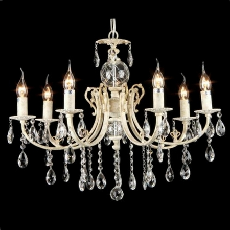 Candelabru palla,7 becuri dulie e14, 230v,d.66cm, h.53 cm,alb-auriu